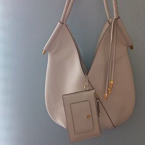 Women's Taupe Hobo Bag with Gold Accents
